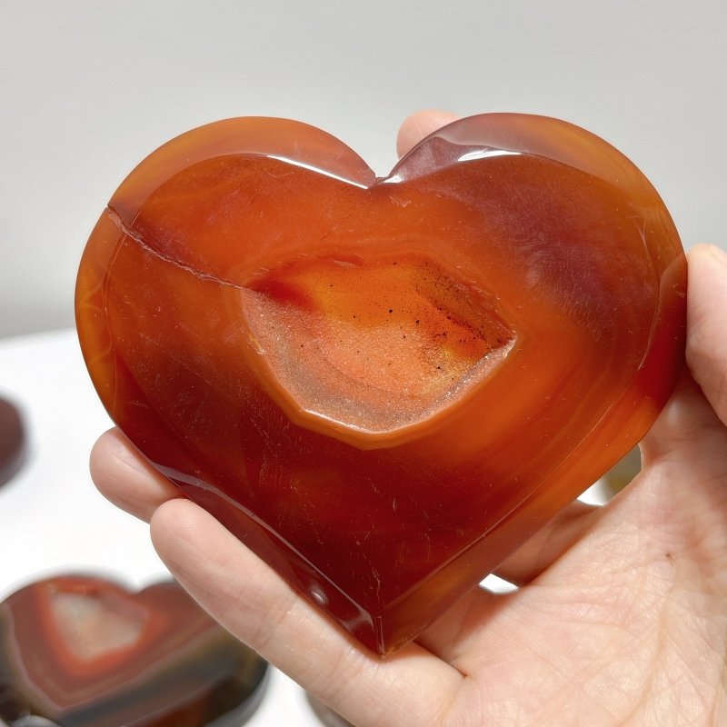 18 Pieces Large Carnelian Druzy Geode Heart - Wholesale Crystals