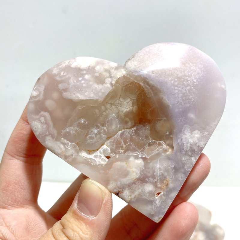 19 Pieces Geode Druzy Sakura Flower Agate Heart - Wholesale Crystals