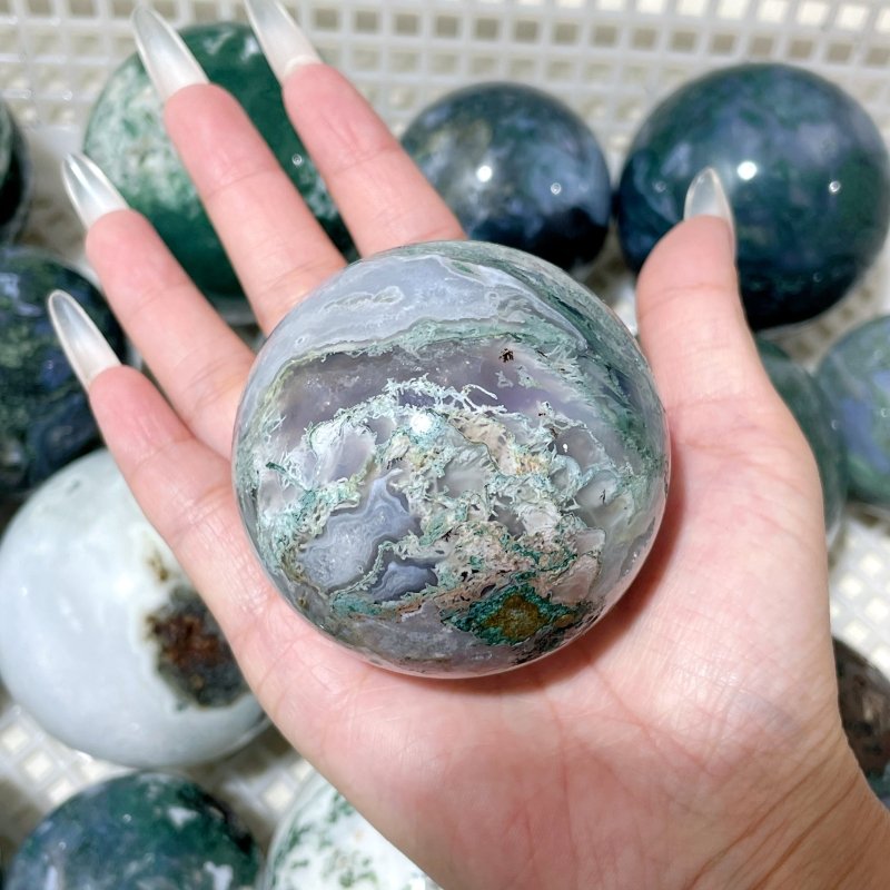 19 Pieces Moss Agate Spheres Clearance - Wholesale Crystals