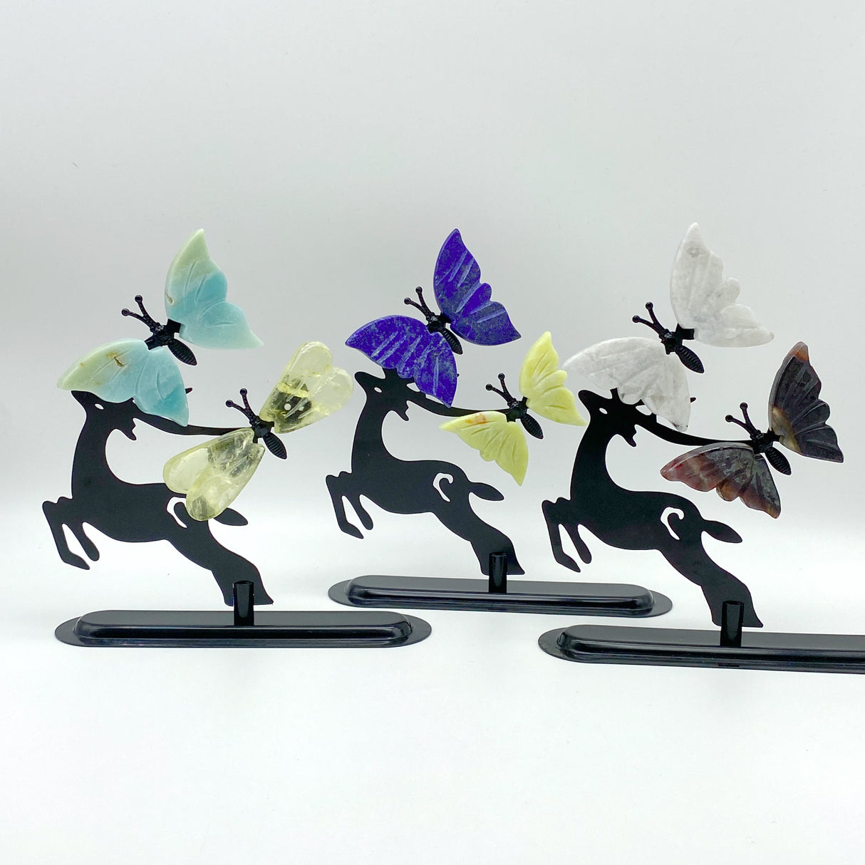 Mixed Materials Butterfly Wing Carving With Deer Stand Wholesale