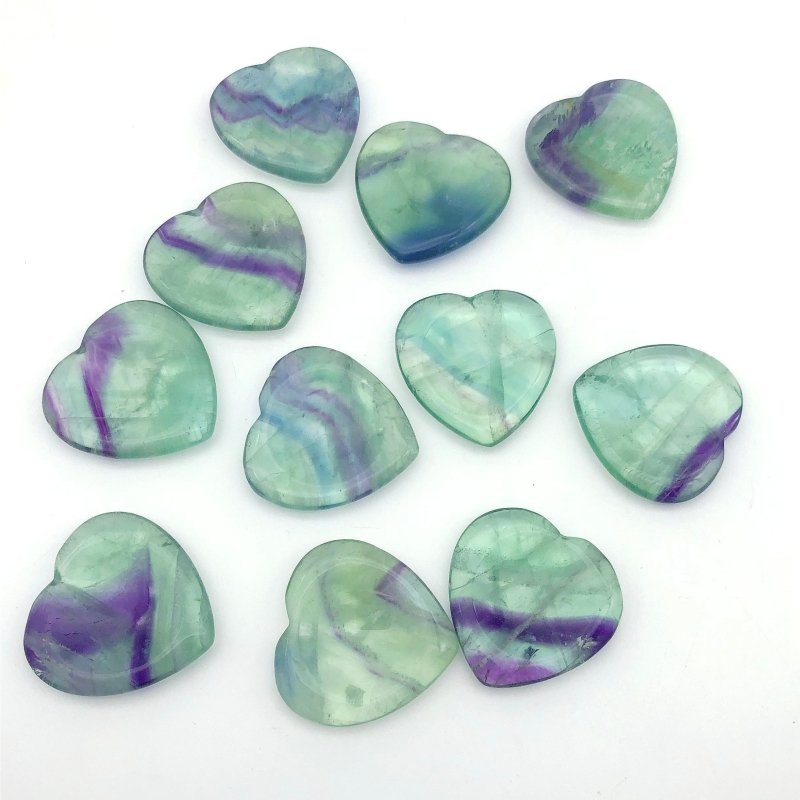 2 Colors Fluorite Worry Stone Heart Wholesale - Wholesale Crystals