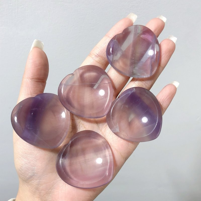 2 Colors Fluorite Worry Stone Heart Wholesale - Wholesale Crystals