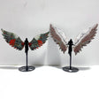 2 Pairs Angel Wing Carving With Stand Africa Blood Stone Morocco Agate - Wholesale Crystals