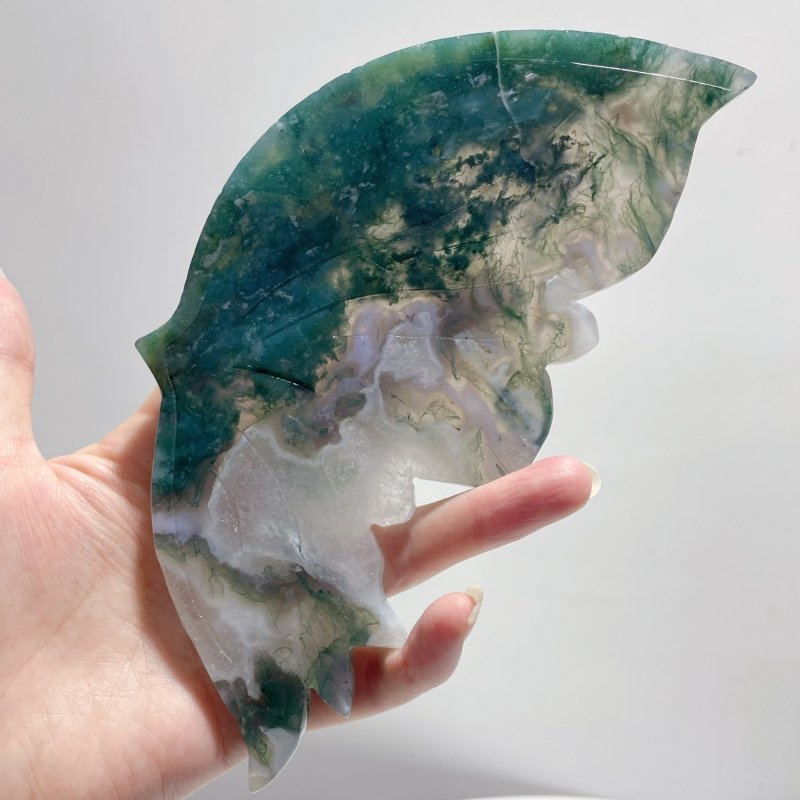 2 Pairs Beautiful Moss Agate Butterfly Wing With Stand - Wholesale Crystals