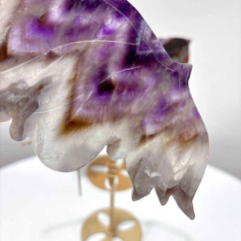 2 Pairs Butterfly Wing Carving With Stand Ocean Jasper Chevron Amethyst - Wholesale Crystals