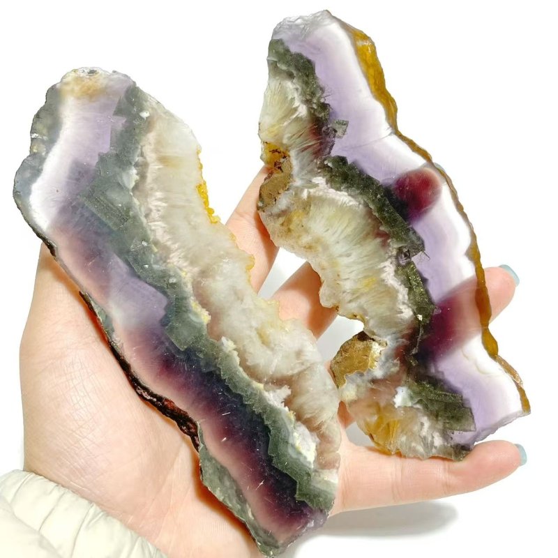 2 Pairs Fluorite Mixed Pyrite Butterfly Wing With Stand 1 - Wholesale Crystals
