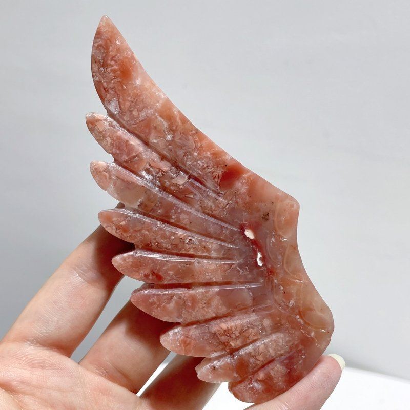 2 Pairs Pink Agate Pegasus Wing Crystal Carving With Stand - Wholesale Crystals