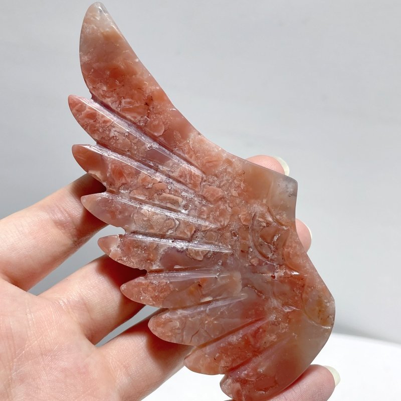 2 Pairs Pink Agate Pegasus Wing Crystal Carving With Stand - Wholesale Crystals