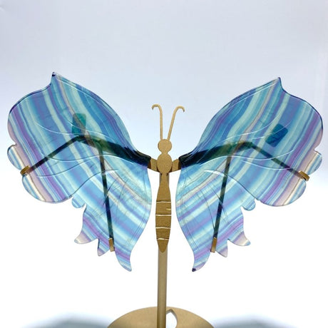 2 Pairs Rainbow Fluorite Symmetry Butterfly Wing With Stand - Wholesale Crystals