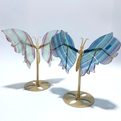 2 Pairs Rainbow Fluorite Symmetry Butterfly Wing With Stand - Wholesale Crystals