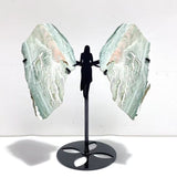 2 Pairs Stripe Moss Agate Slab Angel Wing With Stand - Wholesale Crystals