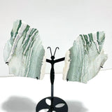 2 Pairs Stripe Moss Agate Slab Butterfly Wing With Stand - Wholesale Crystals
