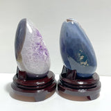 2 Pieces Amethyst Cluster Mixed Agate Dinosaur Eggs Home Decor With Stand - Wholesale Crystals