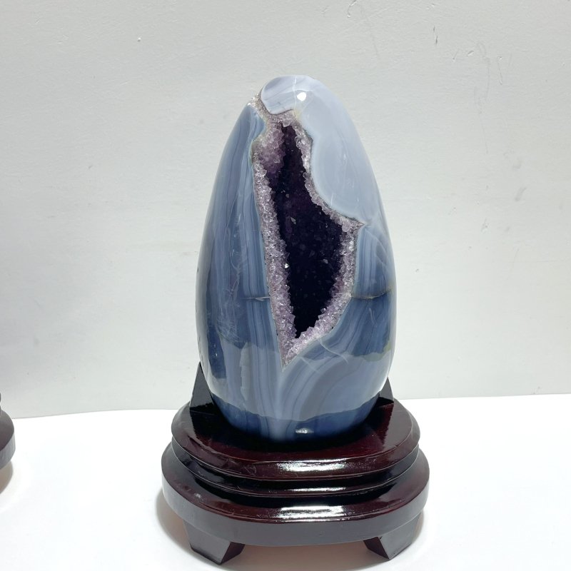 2 Pieces Amethyst Cluster Mixed Agate Dinosaur Eggs Home Decor With Stand - Wholesale Crystals