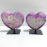 2 Pieces Aura Purple Quartz Cluster Heart With Stand 9 - Wholesale Crystals