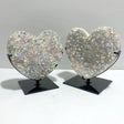 2 Pieces Aura Quartz Cluster Heart With Stand 10 - Wholesale Crystals