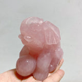2 Pieces Beautiful Rose Quartz Elephant Carving -Wholesale Crystals