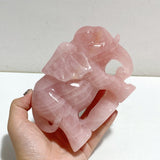 2 Pieces Beautiful Rose Quartz Elephant Carving -Wholesale Crystals