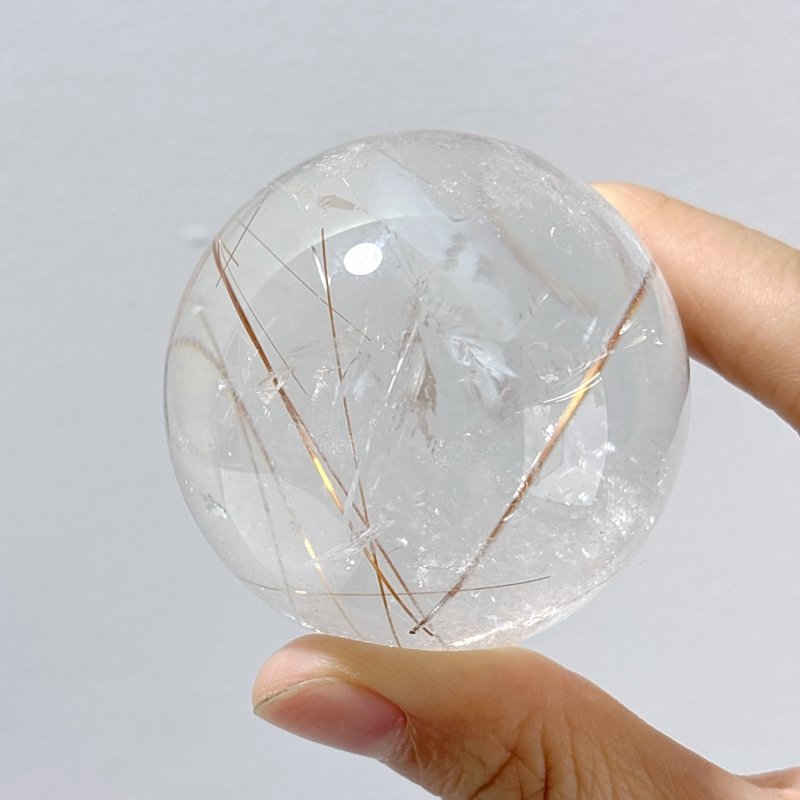 2 Pieces Beautiful Rutile Quartz Spheres - Wholesale Crystals