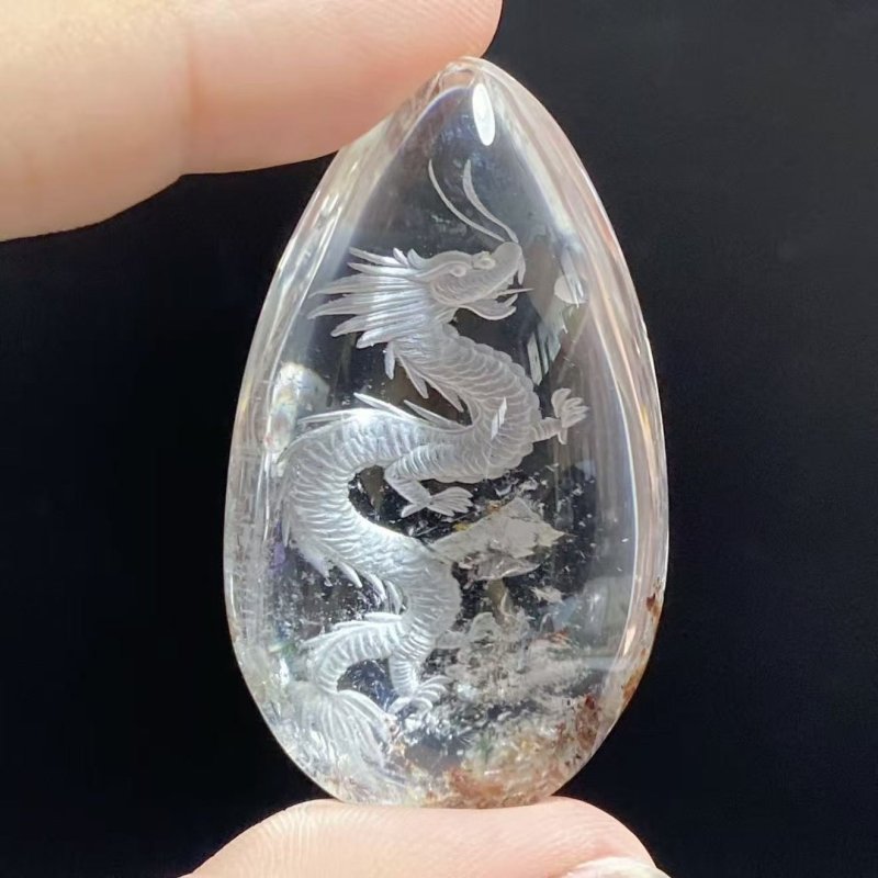 2 Pieces Chinese Dragon Garden Quartz Inner Scene Carving -Wholesale Crystals