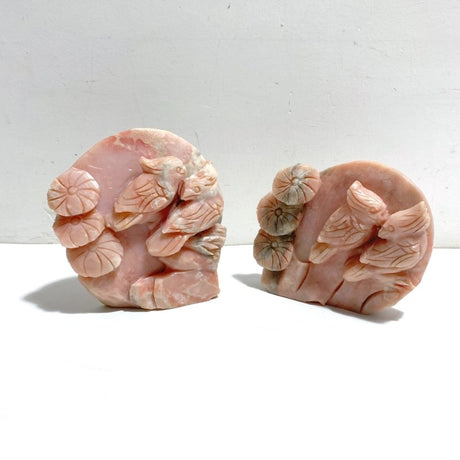 2 Pieces Cute Pink Opal Bird Carving - Wholesale Crystals