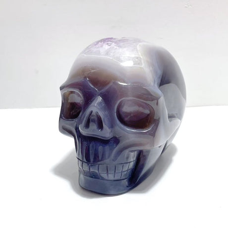 2 Pieces Druzy Geode Amethyst Mixed Agate Large Skull Carving - Wholesale Crystals