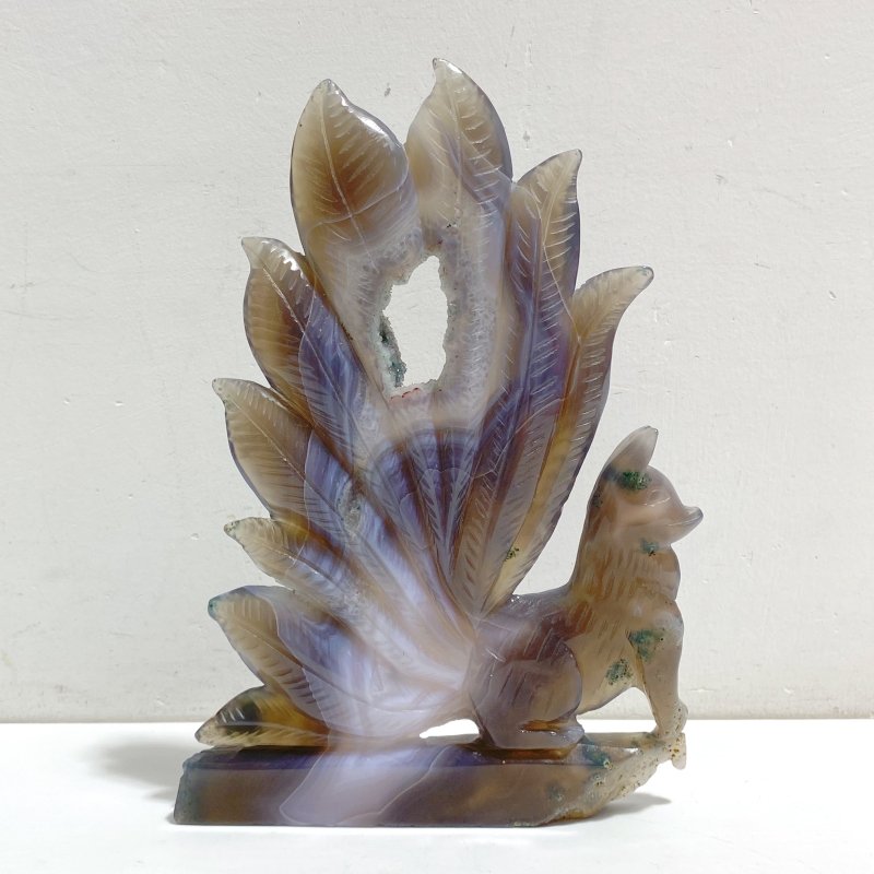 2 Pieces Geode Agate Druzy Nine-tailed Fox Carving 17 -Wholesale Crystals