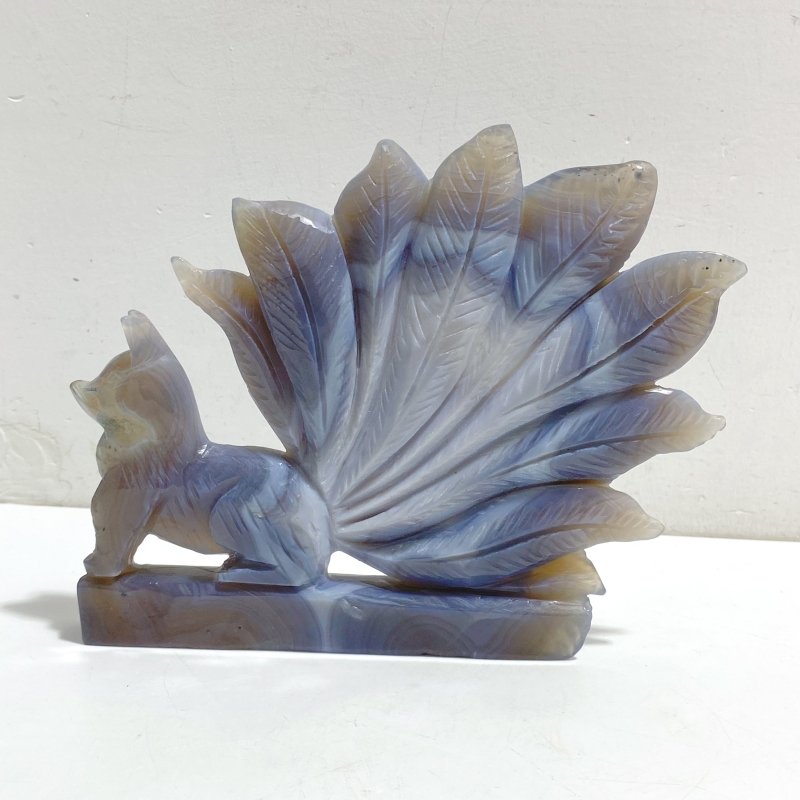 2 Pieces Geode Agate Druzy Nine-tailed Fox Carving 18 -Wholesale Crystals