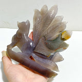 2 Pieces Geode Druzy Agate Nine-tailed Fox Carving -Wholesale Crystals