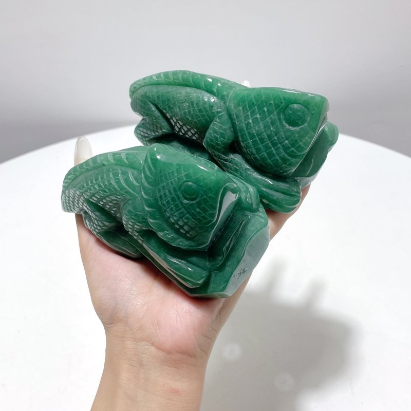 2 Pieces Green Aventurine Lizard Carving - Wholesale Crystals