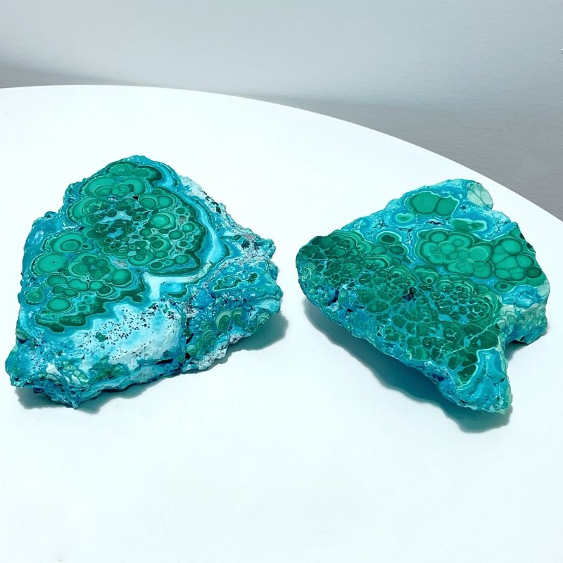 2 Pieces High Quality Beautiful Chrysocolla Mixed Malachite Slab Specimen - Wholesale Crystals