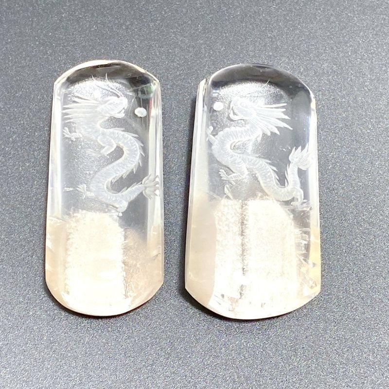 2 Pieces High Quality Chinese Dragon Garden Quartz Inner Scene Carving - Wholesale Crystals