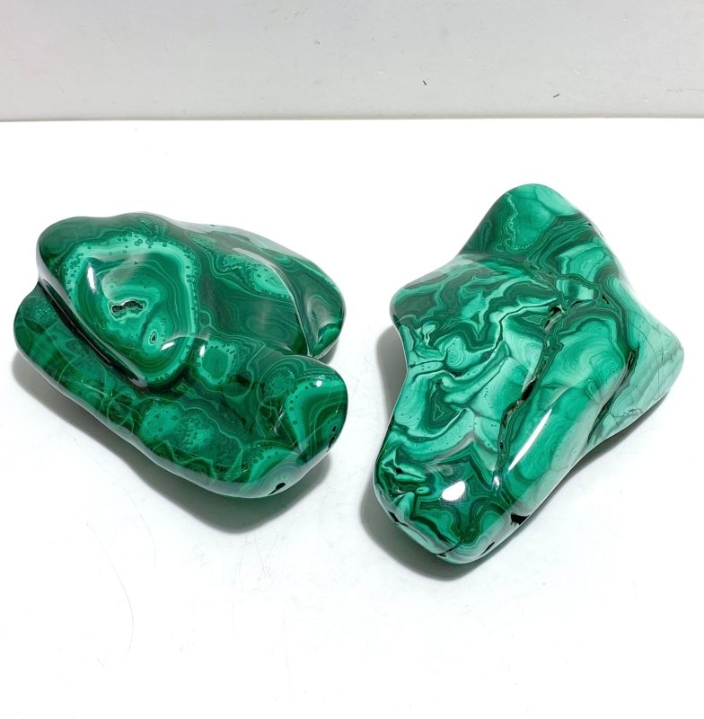 2 Pieces High Quality Polished Malachite Raw Bottom Home Decor - Wholesale Crystals