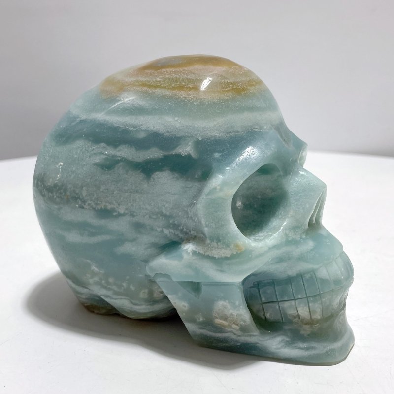 2 Pieces Large Caribbean Calcite Skull Carving - Wholesale Crystals