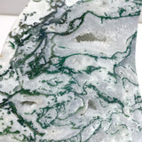 2 Pieces Large Moss Agate Moon With Stand Home Decor - Wholesale Crystals