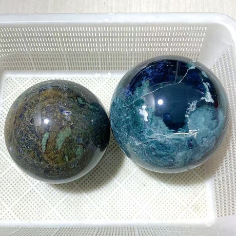 2 Pieces Large Moss Agate Spheres - Wholesale Crystals