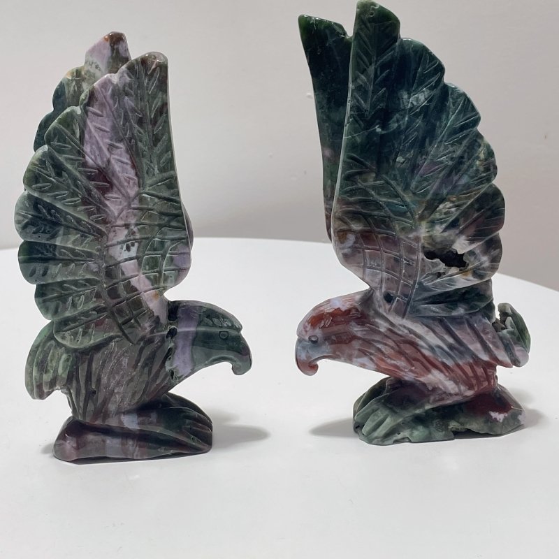 2 Pieces Ocean Jasper Eagle Carving - Wholesale Crystals