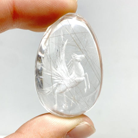 2 Pieces Pegasus Black Rutile Quartz Inner Scene Carving - Wholesale Crystals