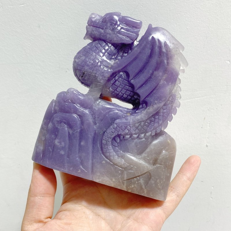 2 Pieces Purple Jade Flying Dragon Castle Carving -Wholesale Crystals