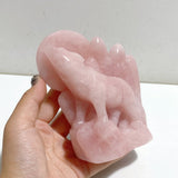 2 Pieces Rose Quartz Wolves Carving -Wholesale Crystals