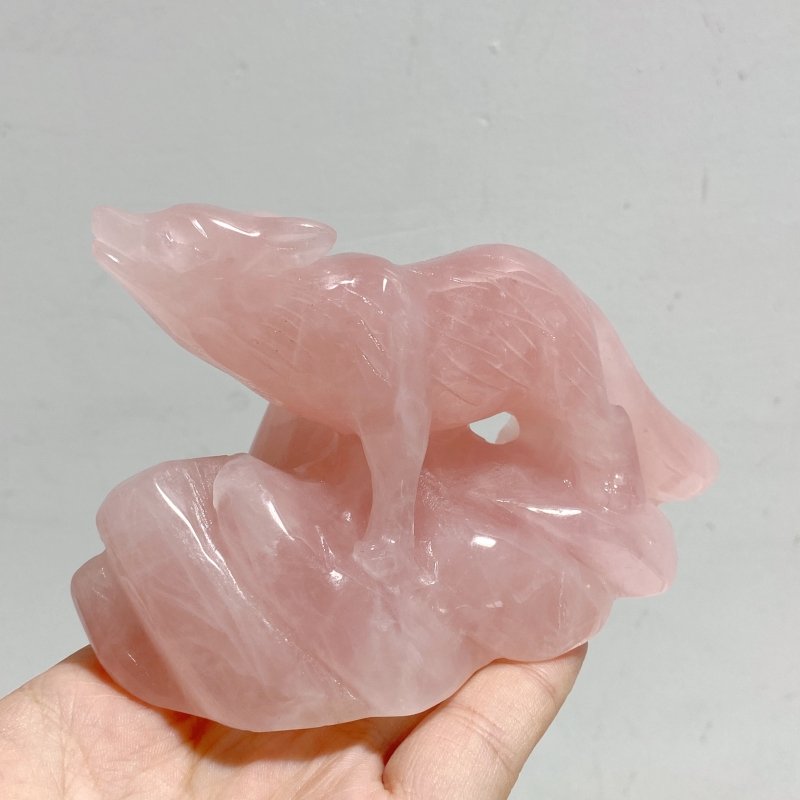 2 Pieces Rose Quartz Wolves Carving -Wholesale Crystals