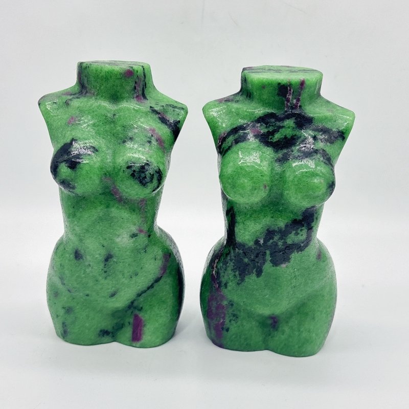 2 Pieces Ruby Zoisite Goddess Carving - Wholesale Crystals