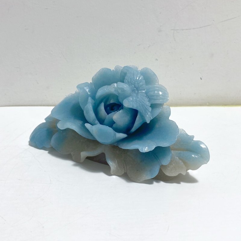 2 Pieces Trolleite Flower & Mandarin Duck Carving - Wholesale Crystals