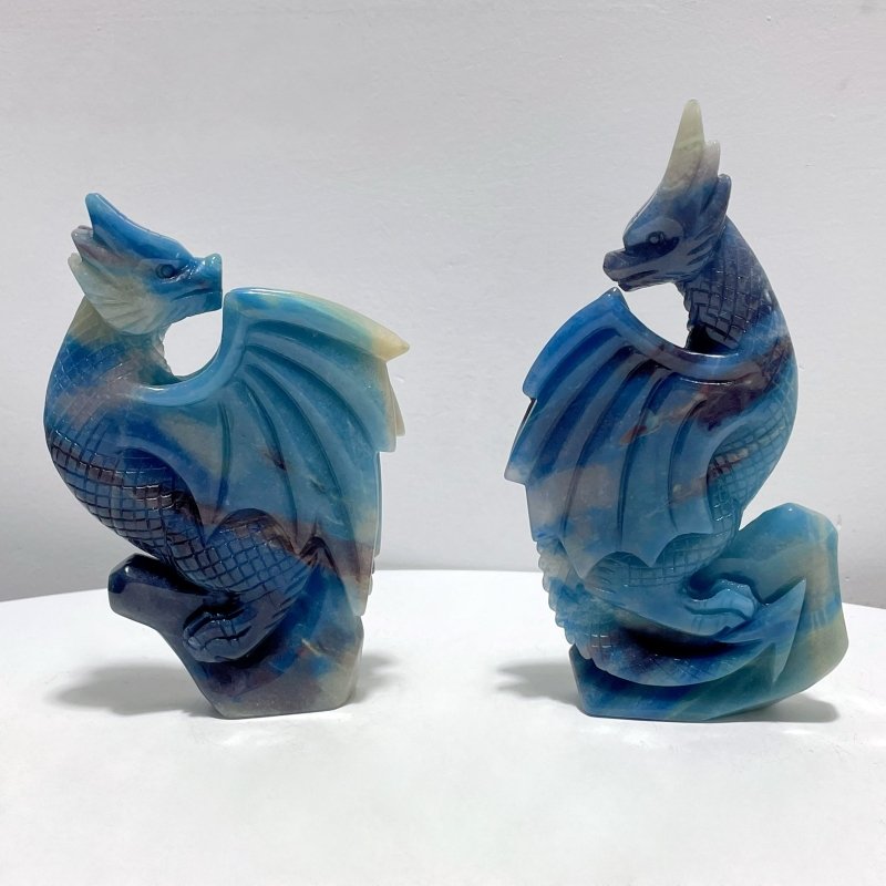 2 Pieces Trolleite Flying Dragon Carving - Wholesale Crystals