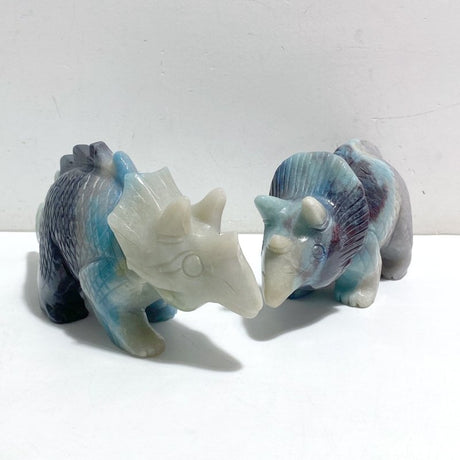 2 Pieces Trolleite Triceratops Three-horned Dinosaur Carving -Wholesale Crystals