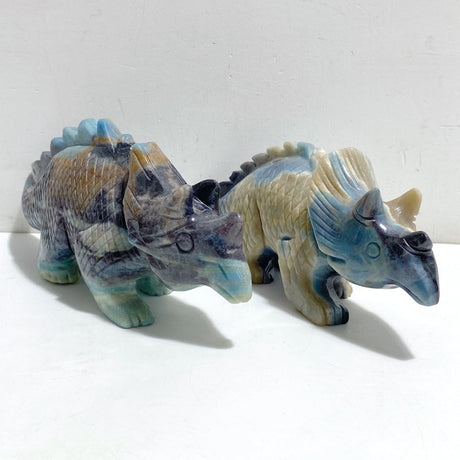 2 Pieces Trolleite Triceratops Three-horned Dinosaur Carving -Wholesale Crystals
