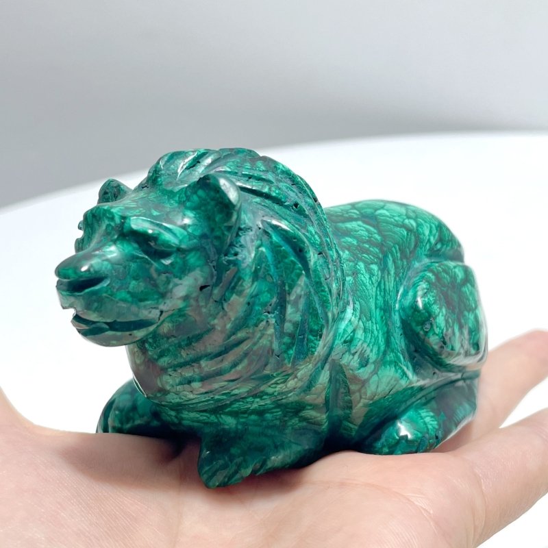 2 Pieces Unique Malachite Lion Carving - Wholesale Crystals