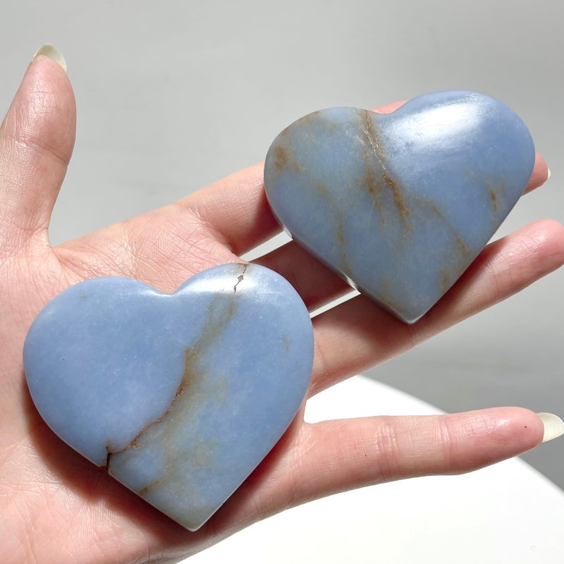 2 Size Beautiful Angelite Heart Wholesale - Wholesale Crystals