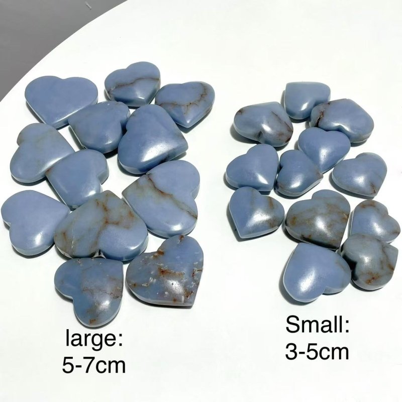 2 Size Beautiful Angelite Heart Wholesale - Wholesale Crystals