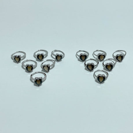 2 Types Cut Faceted Smoky Quartz Rings Heart Shape Wholesale - Wholesale Crystals